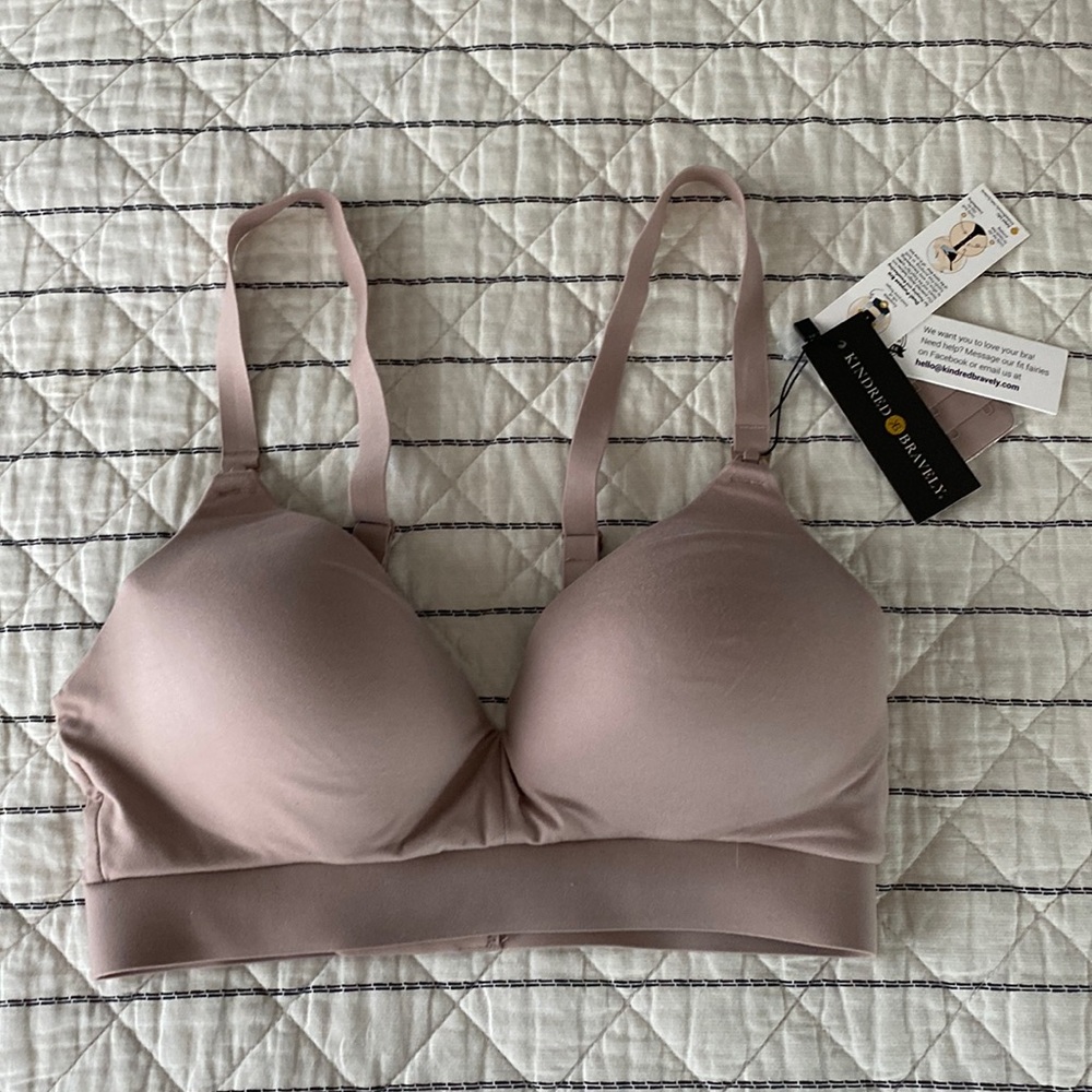 Kindred bravely minimalist hands-free pumping & nursing plunge bra lilac stone